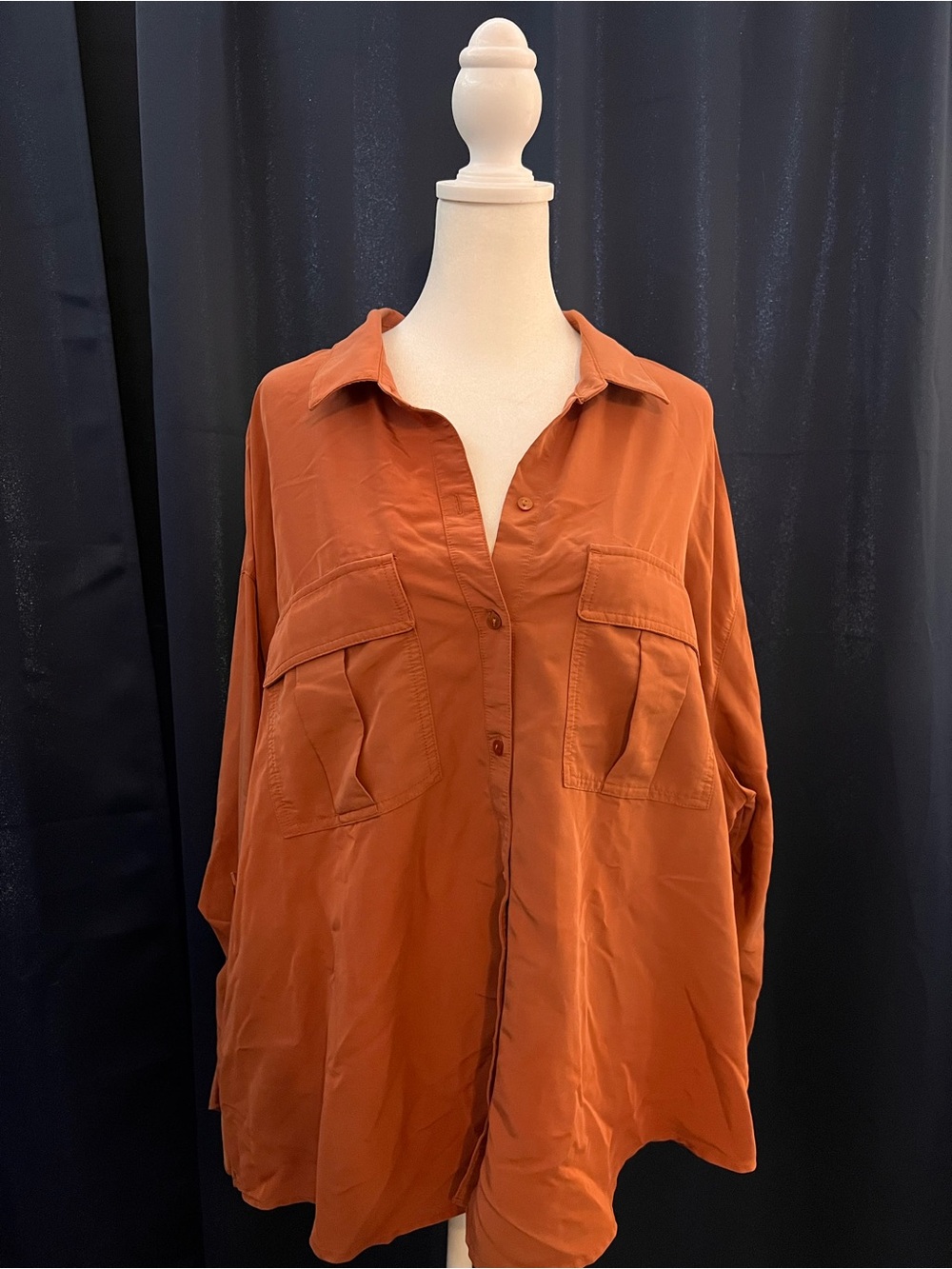 Old Navy Rust Orange Oversized Button Down Shirt XXL Utility